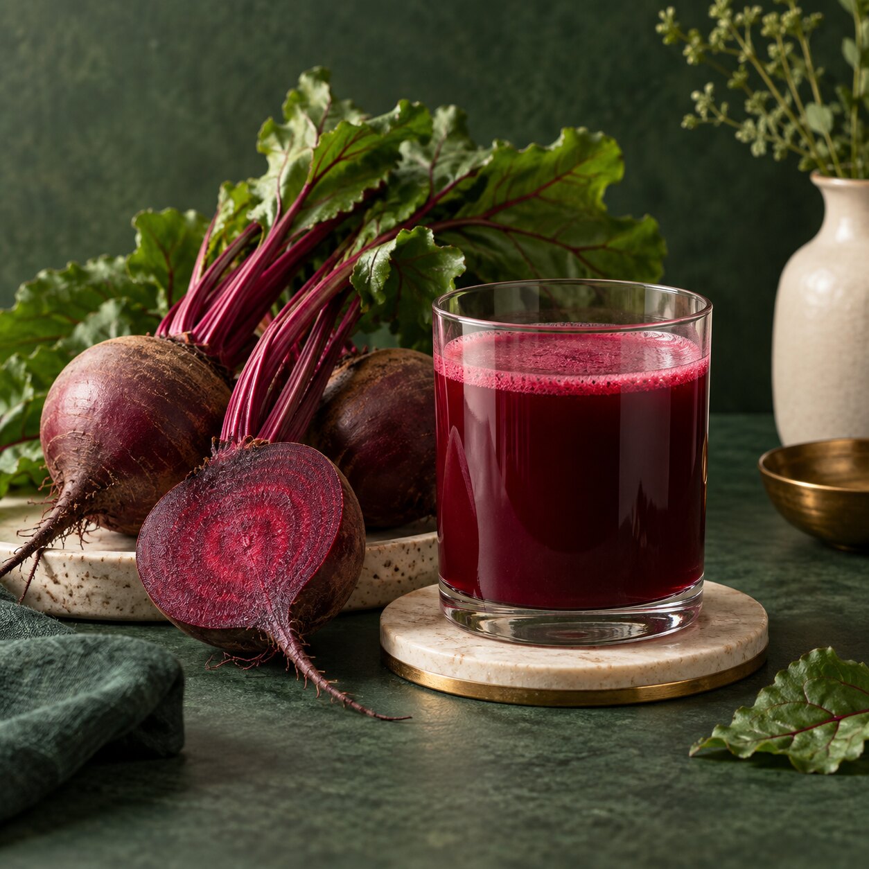 Beets and a glass of raw beet juice